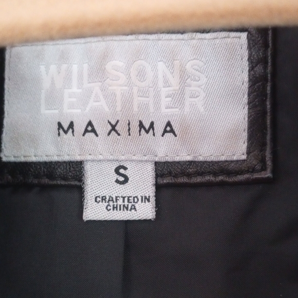 Wilsons Leather Black and Cream 100%  Leather Jacket Zip-Up Stand-Up Collar moto - Picture 13 of 15